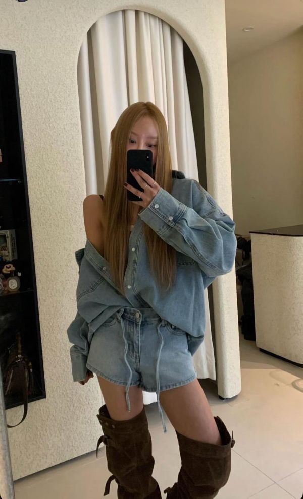 復古水洗牛仔襯衫 