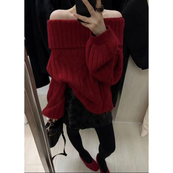 翻領麻花毛衣 