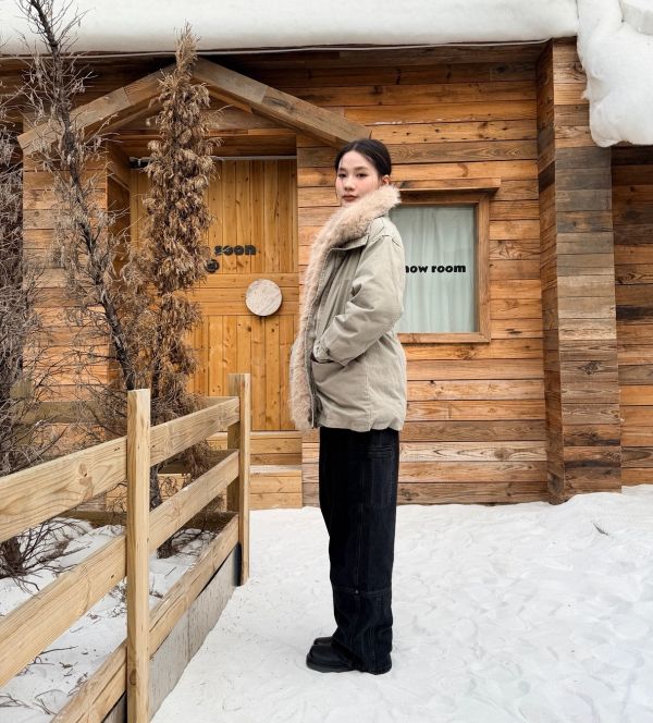 羽絨軍外套（卡其色） 