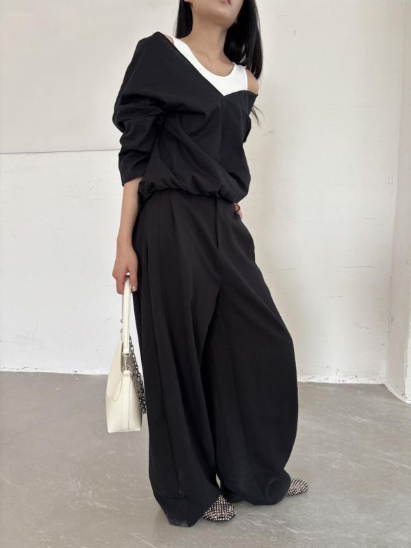 側釦天絲後鬆緊褲 