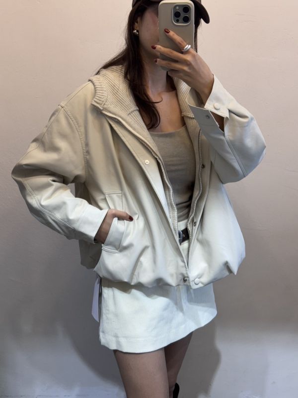 鴨絨90%角蛋白皮外套（米色） 