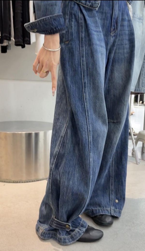 下釦彎刀牛仔褲 