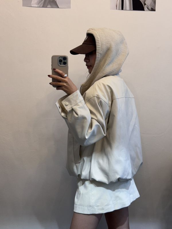 鴨絨90%角蛋白皮外套（米色） 