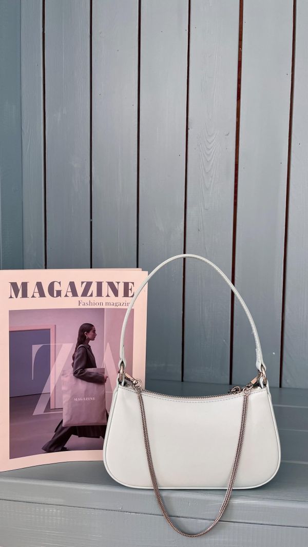 真皮藍色小眾腋下包 