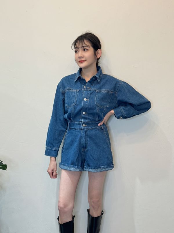 W11.丹寧連身褲 
