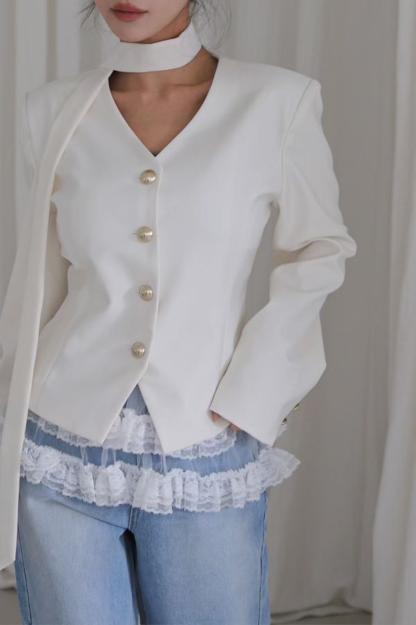 S02.Ｖ領純色外套 