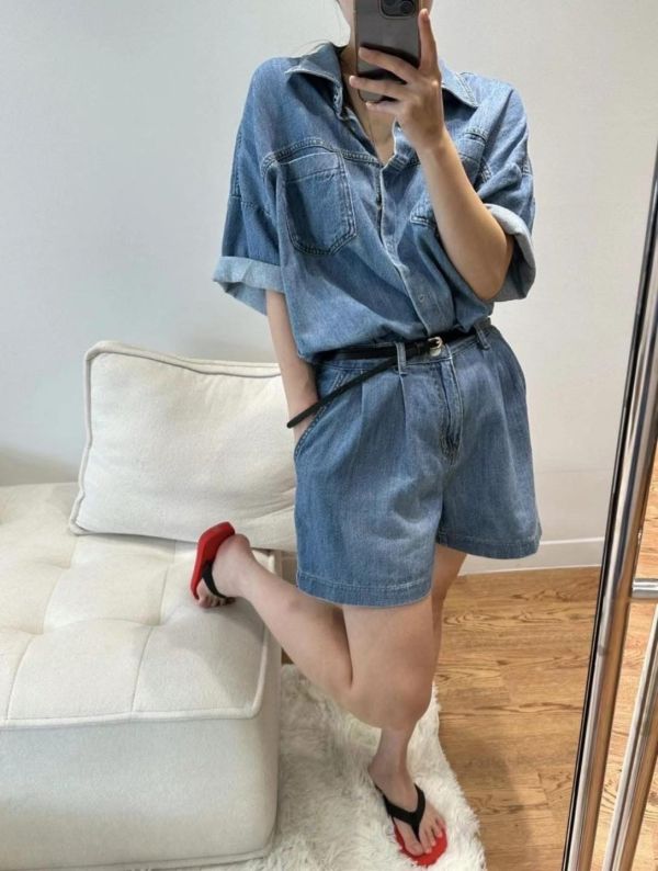 慵懶單寧襯套裝 