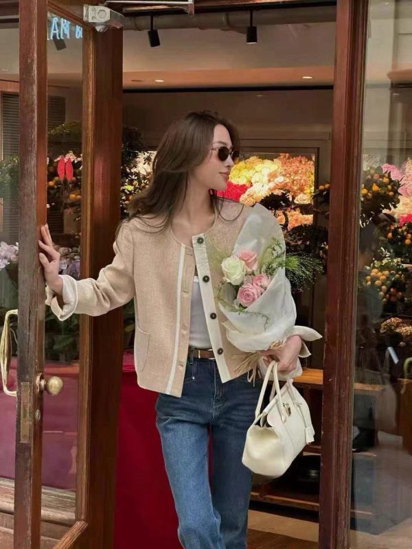 小香短版編織外套 