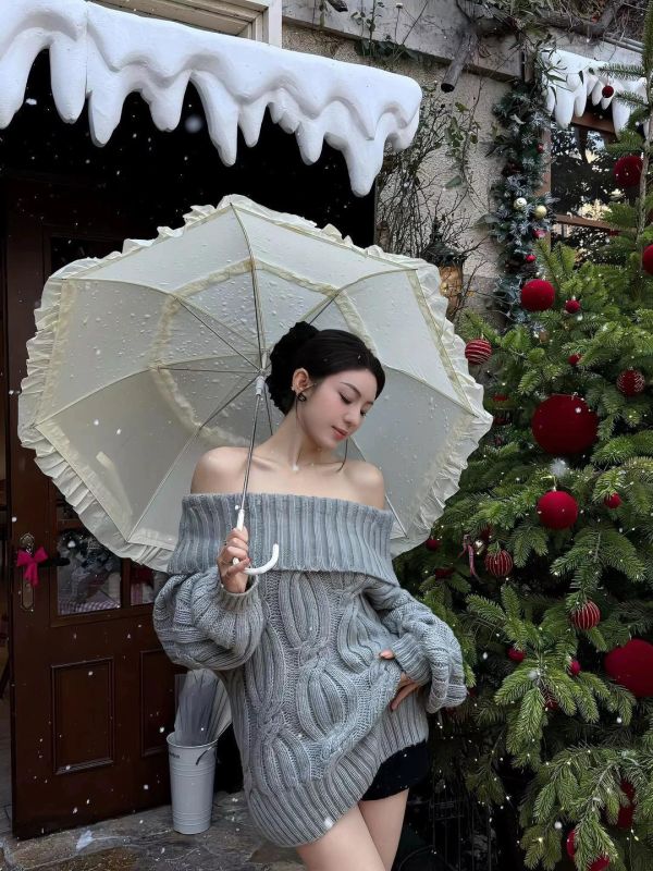 翻領麻花毛衣 