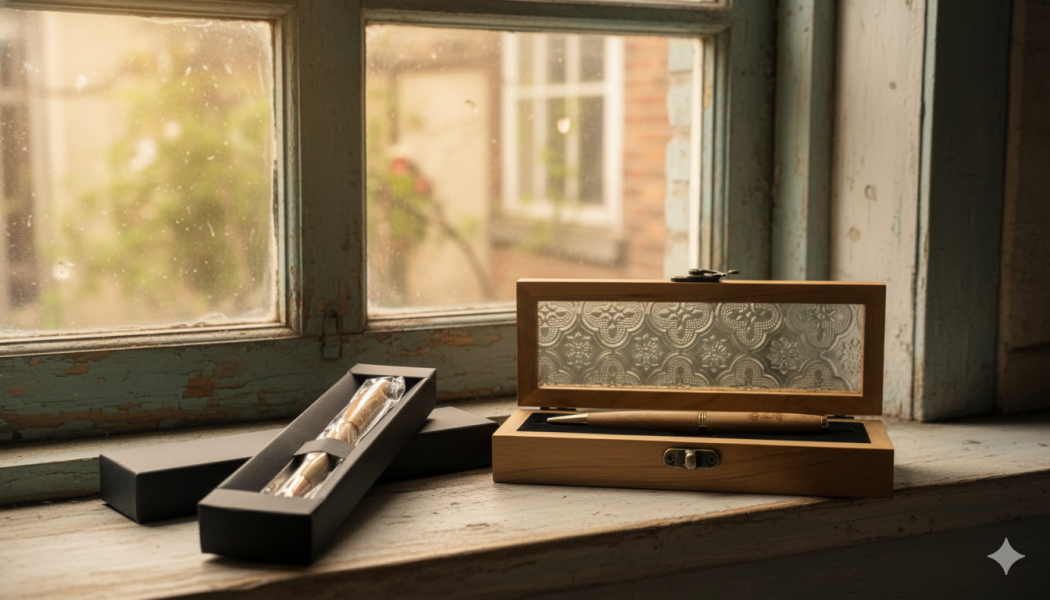 老屋舊窗花筆盒 