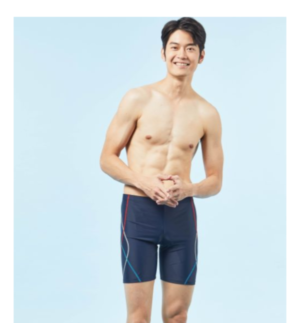 藏青四角加長泳褲 