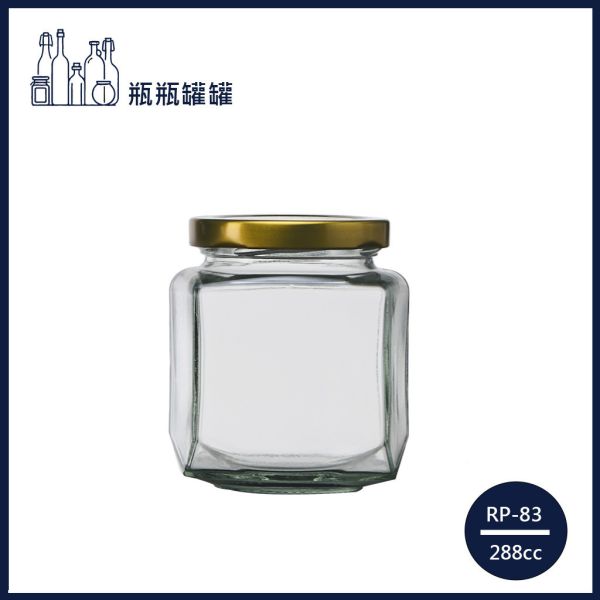 【RP-83   288cc 扁六角醬菜罐】【40支2箱】【一次方】醬菜瓶/果醬瓶/醬菜罐/泡菜罐/果醬罐/玻璃罐/玻璃瓶/瓶罐 【一次方】醬菜瓶/果醬瓶/醬菜罐/泡菜罐/果醬罐/玻璃罐/玻璃瓶/瓶罐
