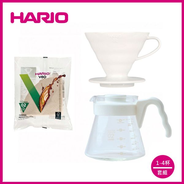 【HARIO】V60白色磁石濾杯02手沖三件組 濾杯, HARIO, V60, 咖啡套組