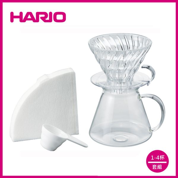 【HARIO】SIMPLY V60清透玻璃手沖組 濾杯, HARIO, V60, 咖啡套組