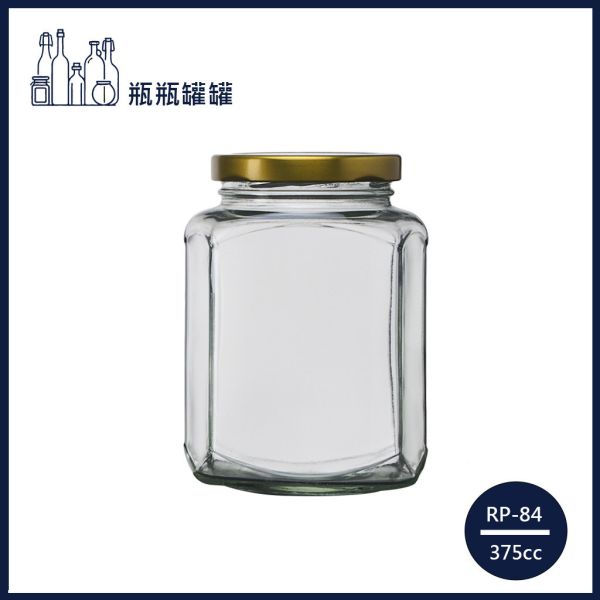 【RP-84   375cc 扁六角醬菜罐】【24支3箱】【一次方】醬菜瓶/果醬瓶/醬菜罐/泡菜罐/果醬罐/玻璃罐/玻璃瓶/瓶罐 【一次方】醬菜瓶/果醬瓶/醬菜罐/泡菜罐/果醬罐/玻璃罐/玻璃瓶/瓶罐