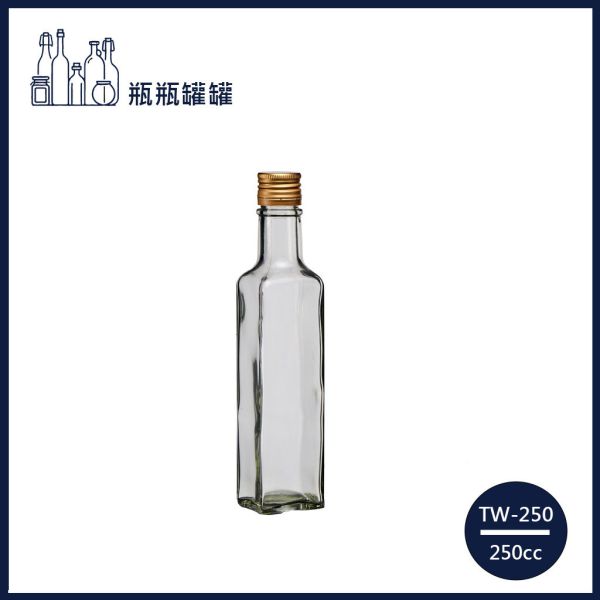 【TW-250 250cc方型酒瓶(台玻)】【24支3箱】【一次方】台玻/酒瓶/飲料瓶/玻璃瓶/油醋瓶/瓶罐/(短螺口) 【一次方】台玻/酒瓶/飲料瓶/玻璃瓶/油醋瓶/瓶罐/(短螺口)
