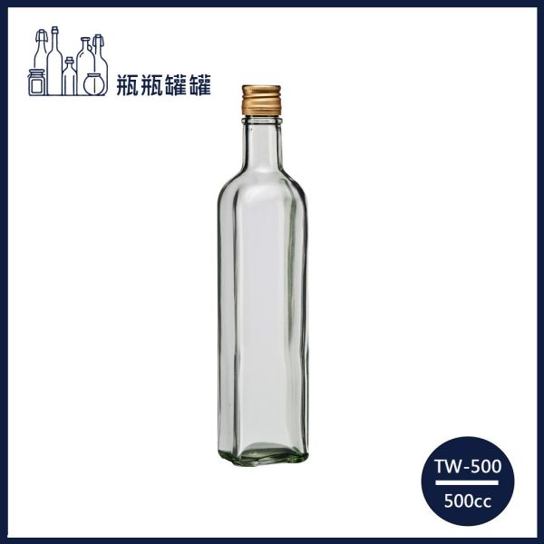 【TW-500 500cc方型酒瓶(台玻)】【12支4箱】【一次方】台玻/酒瓶/飲料瓶/玻璃瓶/油醋瓶/瓶罐/(短螺口) 【一次方】台玻/酒瓶/飲料瓶/玻璃瓶/油醋瓶/瓶罐/(短螺口)