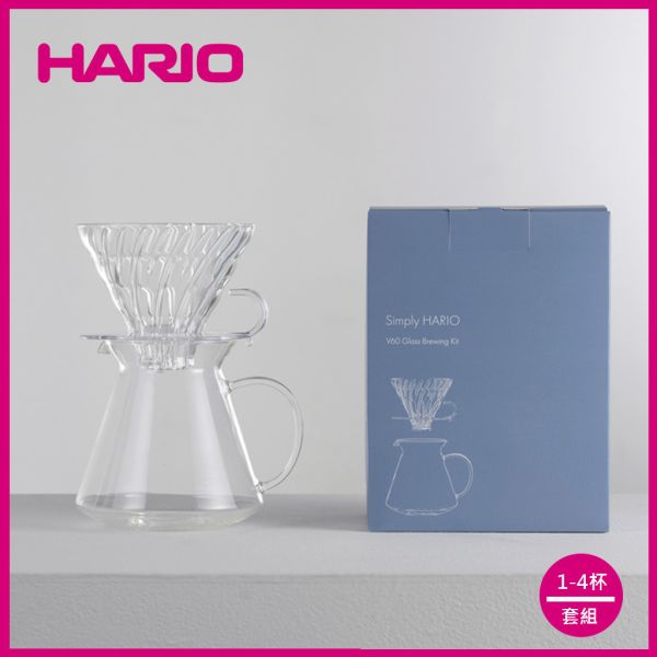 【HARIO】SIMPLY V60清透玻璃手沖組 濾杯, HARIO, V60, 咖啡套組