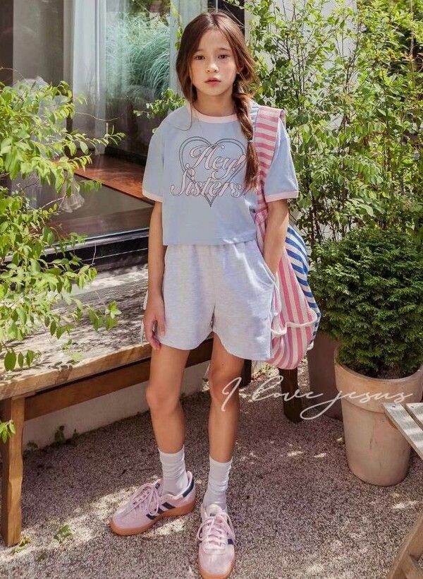 愛心捲邊短版棉Tee 