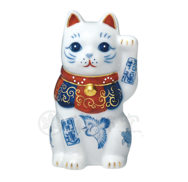 藥師窯 染錦招財貓（舉左手/2.5吋） 日本製藥師窯染錦招財貓（舉左手）