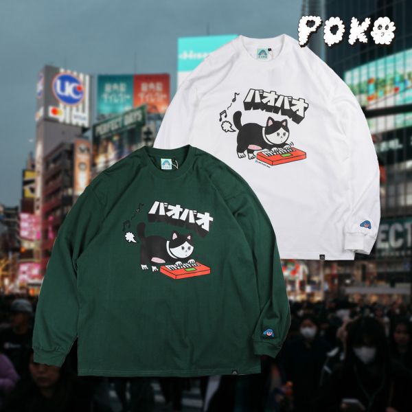 POKO ポコ大王 BAOBAO L/S TEE 落肩長TEE / (白/綠) POKO ポコ大王 BAOBAO L/S TEE 落肩長TEE / (白/綠)