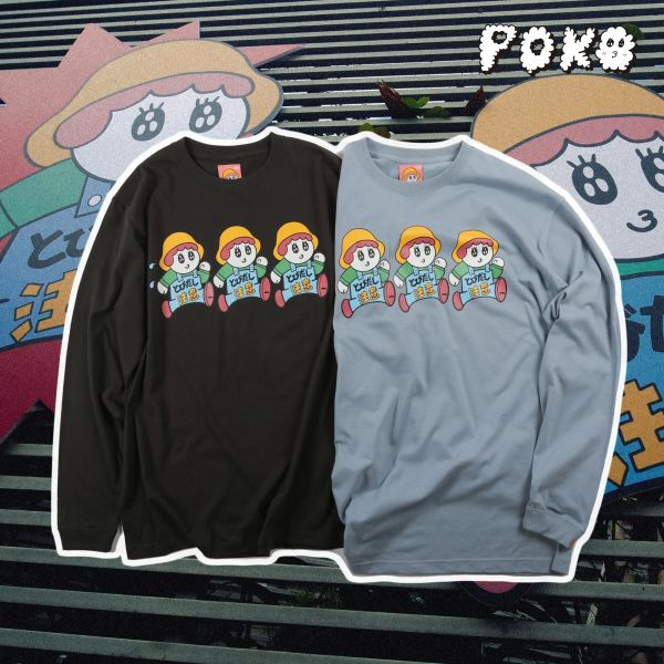 POKO ポコ大王 注意！ポコ飛出 L/S TEE / (藍/灰) POKO ポコ大王 注意！ポコ飛出 L/S TEE / (藍/灰)
