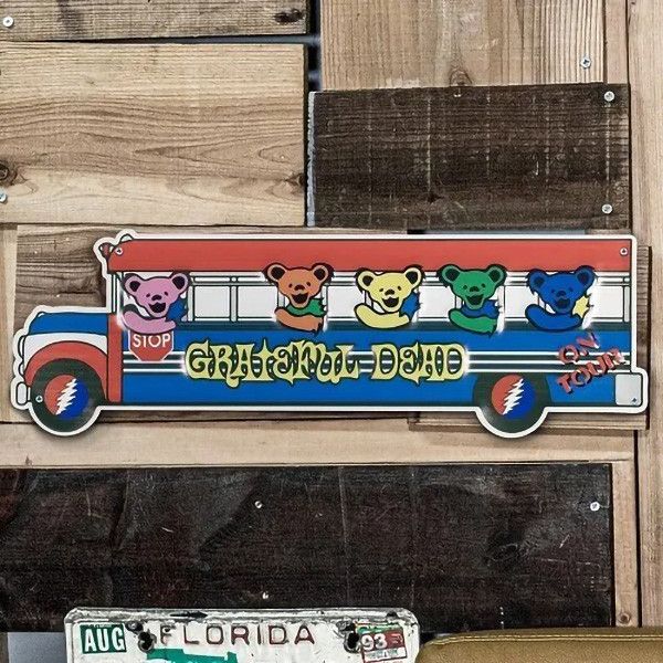 GRATEFUL DEAD BUS 復古立體凸面鐵牌 GRATEFUL DEAD BUS 復古鐵牌