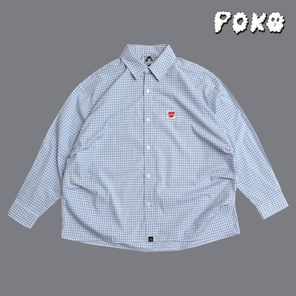 POKO ポコ大王 WIGGLING HEART STRUCTURED SHIRT / (藍Ｘ白) POKO ポコ大王 WIGGLING HEART STRUCTURED SHIRT / (藍Ｘ白)