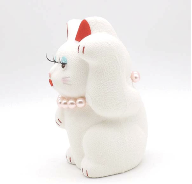 日本京都 龍虎作閃閃睫毛絲綢招財貓（12.5cm） 日本京都 龍虎作閃閃睫毛絲綢招財貓