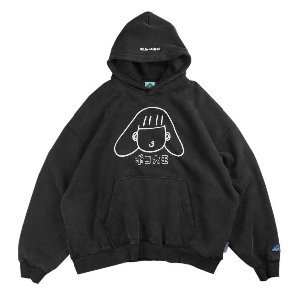 『預購賣場』POKO ポコ大王 OUTLINED DISTRESSED WASHED HOODIE (BOXY FIT) / 做舊破壞短寬版帽T POKO ポコ大王 OUTLINED DISTRESSED WASHED HOODIE (BOXY FIT) / 做舊破壞短寬版帽T