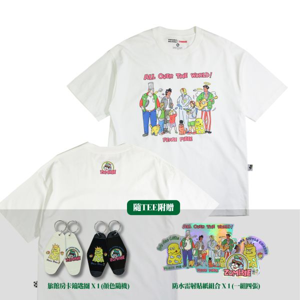 野島佑隆 YUTAKA NOJIMA X ZOMBIE ALL OVER THE WORLD T-SHIRT / COL ver. 野島佑隆 YUTAKA NOJIMA X ZOMBIE ALL OVER THE WORLD T-SHIRT / (黑/白)