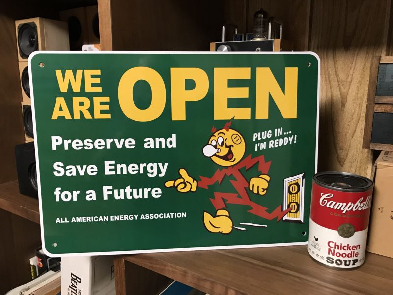 美國企業周邊 FEPC REDDY KILOWATT WE ARE OPEN 告示牌 / 掛牌 美國企業周邊 REDDY KILOWATT WE ARE OPEN 告示牌 / 掛牌