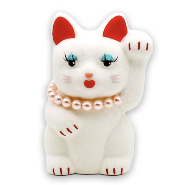 日本京都 龍虎作閃閃睫毛絲綢招財貓（12.5cm） 日本京都 龍虎作閃閃睫毛絲綢招財貓