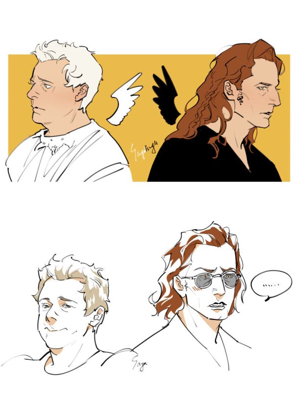 《好預兆CA塗鴉本》(Chi+ Eng ver.)　／Good Omens　Ineffablehusbands　Illustration Book　BY：Sayatsugu（鞘繼） 