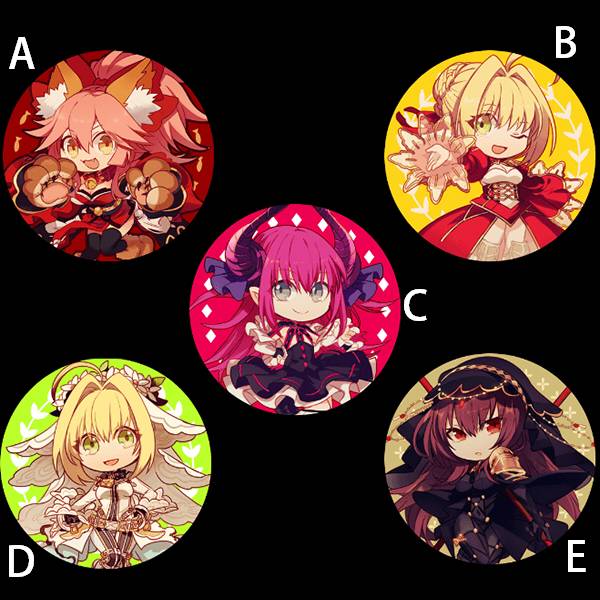 FGO Girls Pins　／Fate/Grand Order　Peripherals　BY：鳩酒（帥到沒天理） 