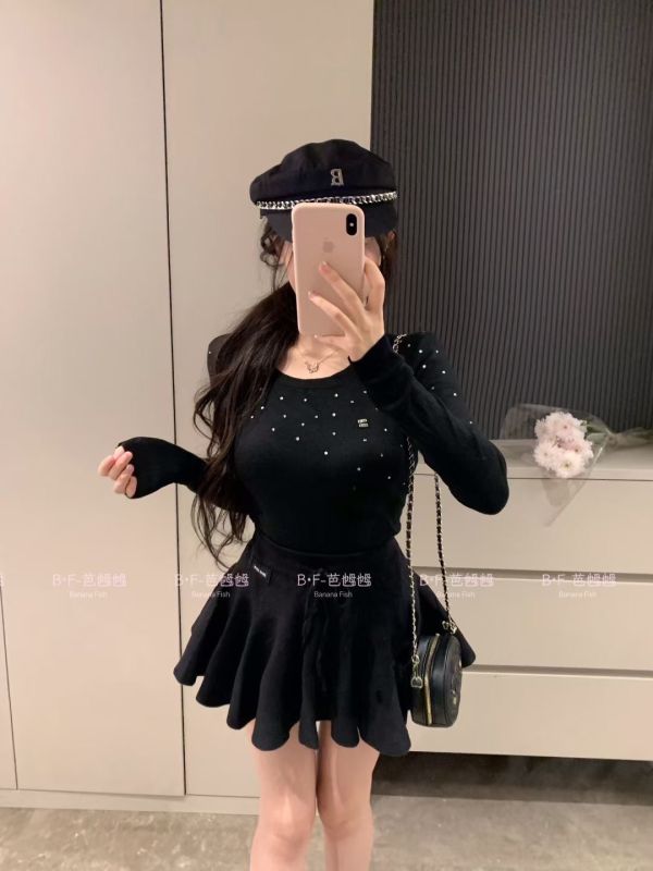 現貨 – miu系針織傘裙 