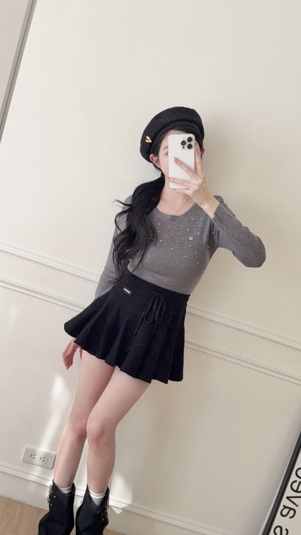 現貨 – miu系針織傘裙 