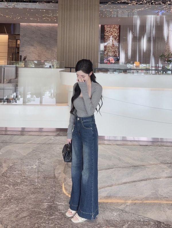 現貨 – 落地牛仔喇叭褲 