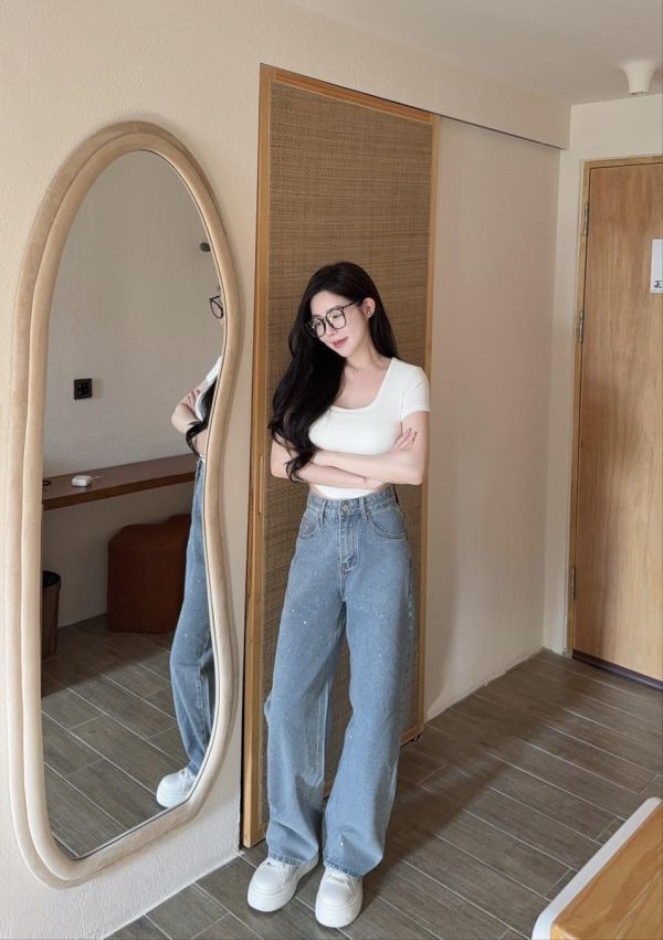 本期加開 ⋆ 低調細閃鑽鑽牛仔寬褲 