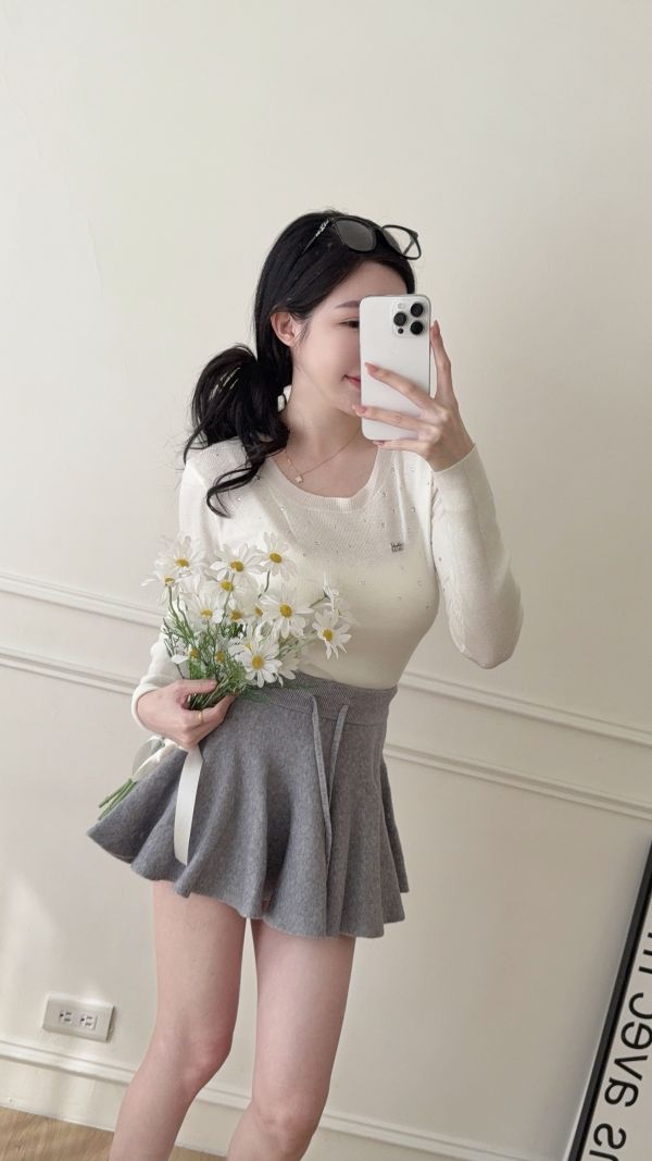 現貨 – miu系針織傘裙 