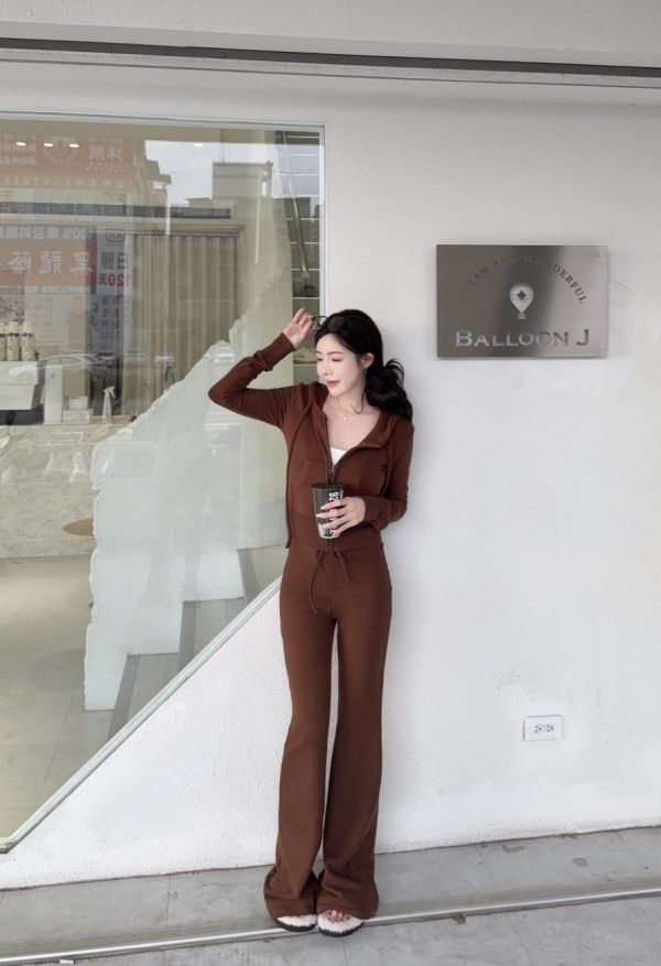 現貨 – 好身材羊絨連帽套裝 