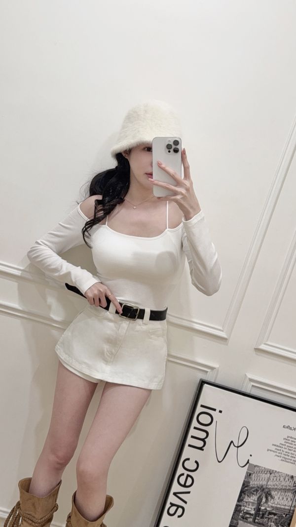 現貨 – 皮帶A字褲裙 