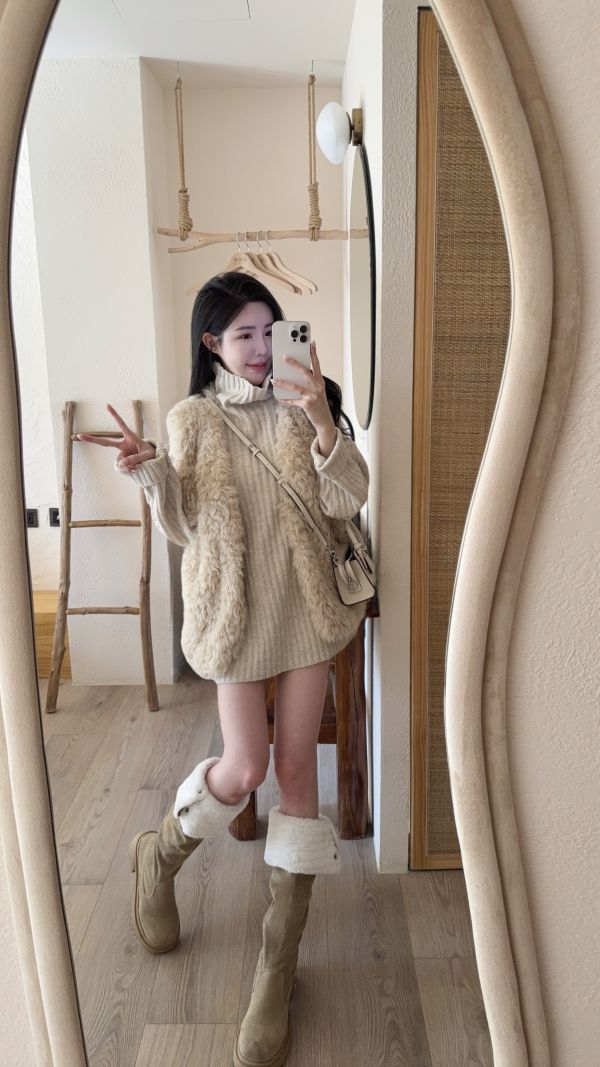 現貨 – 泰迪毛毛背心毛衣set 