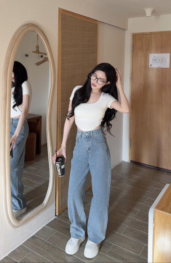 本期加開 ⋆ 低調細閃鑽鑽牛仔寬褲 