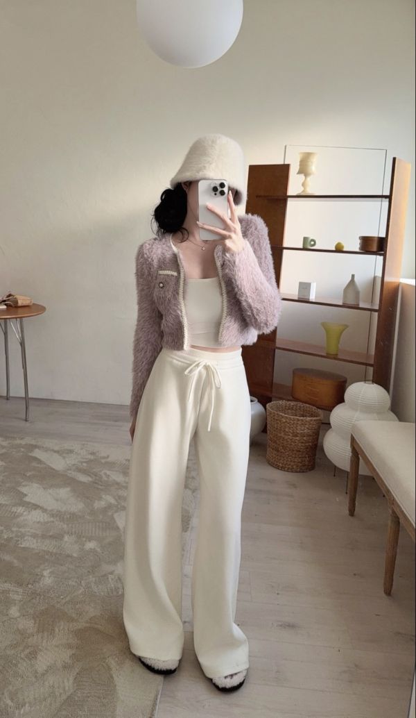 現貨 – 小香風海馬毛滾邊外套 