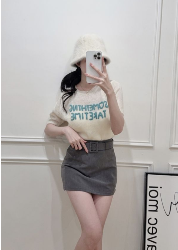 現貨 – 腰帶合身短裙 