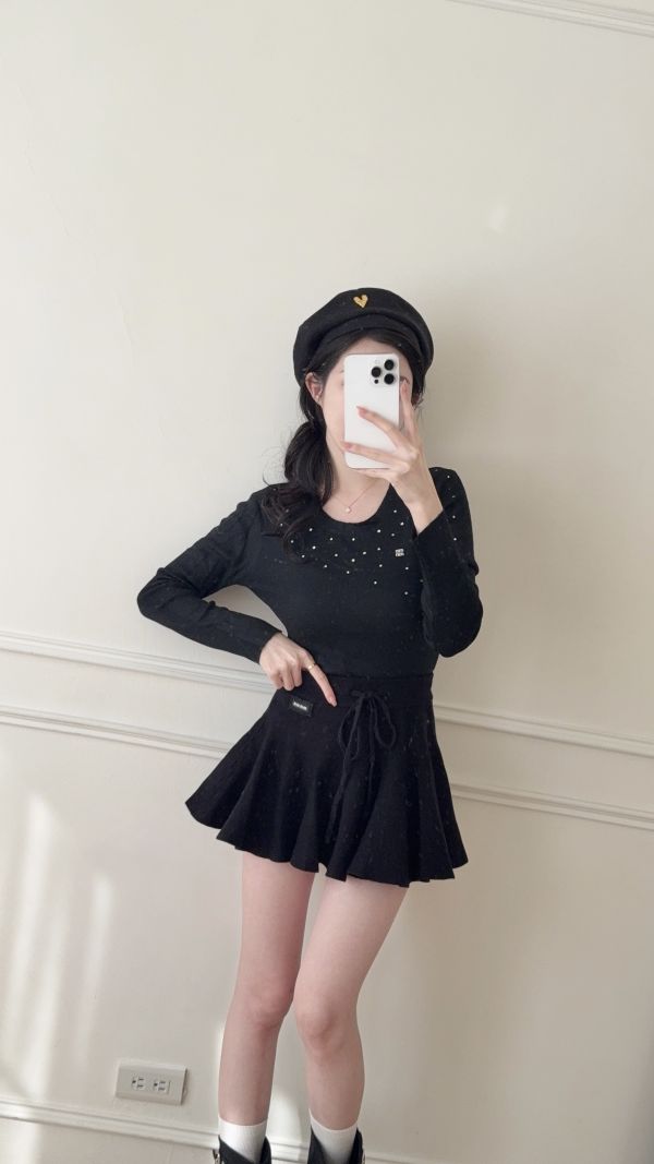 現貨 – miu系針織傘裙 