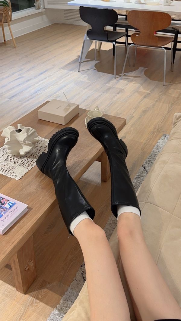 現貨 – 神腿厚底皮長靴 