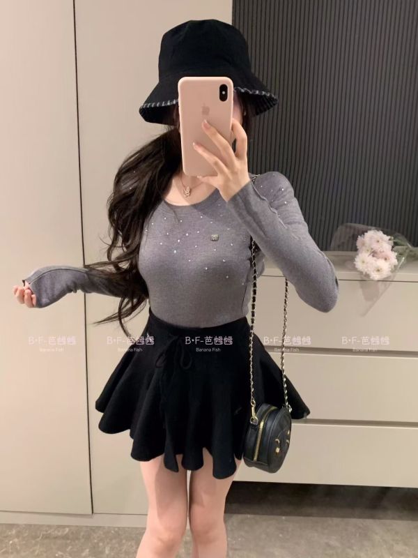 現貨 – miu系針織傘裙 