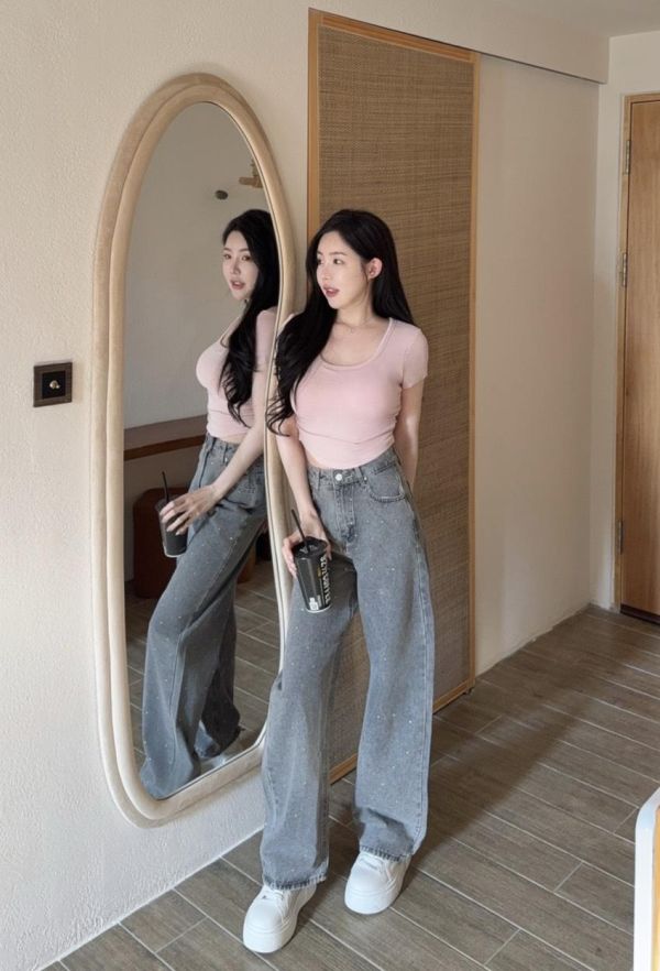 本期加開 ⋆ 低調細閃鑽鑽牛仔寬褲 